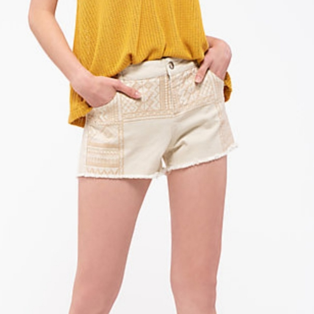 Anthropologie Cream Jean Shorts